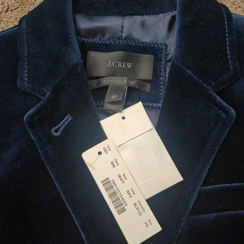 J.Crew Schoolboy Blazer Navy Blue Velvet Petite 0P NWT 05477 Tailored Jacket